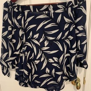 Ann Taylor XSP Navy Pattern Strapless with ties- tropical pattern